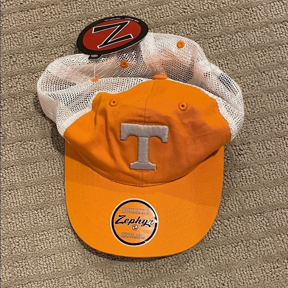 Zephyr Tennessee Bright Orange Cap with White Mesh and T Emblem